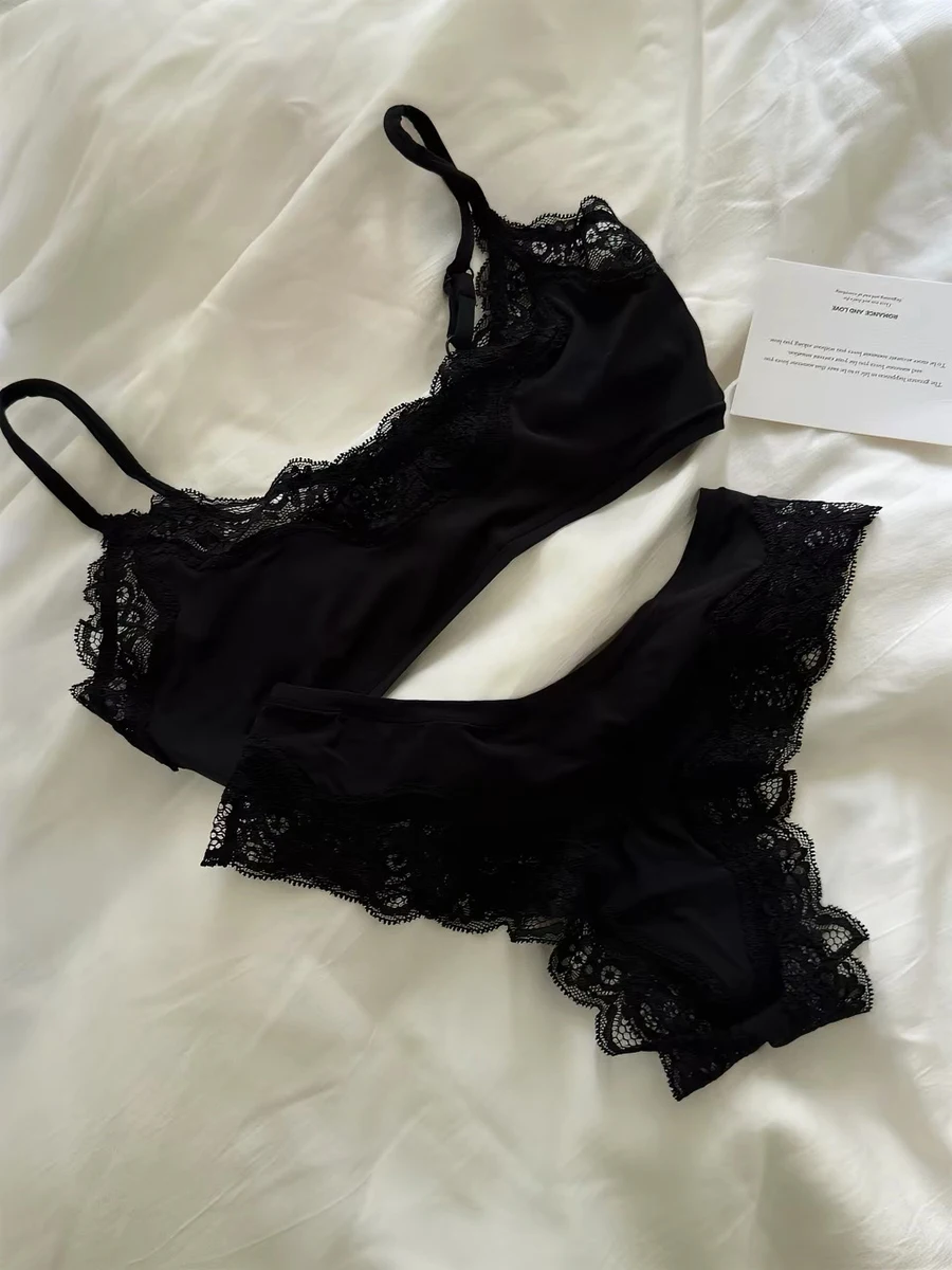 Lace Bra Set Woman Sexy Backless Adjustable Strap Seamless Bras+Low Waist Panties Solid High Elasticity Soft Cozy Lingerie Set