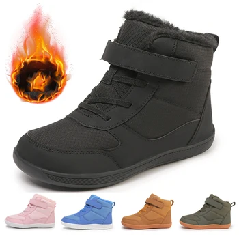 Wintersneeuwlaarzen voor kinderen voor jongens en meisjes, snowboots met blote voeten en brede neus, hoge katoenen kinderschoenen, sneakers