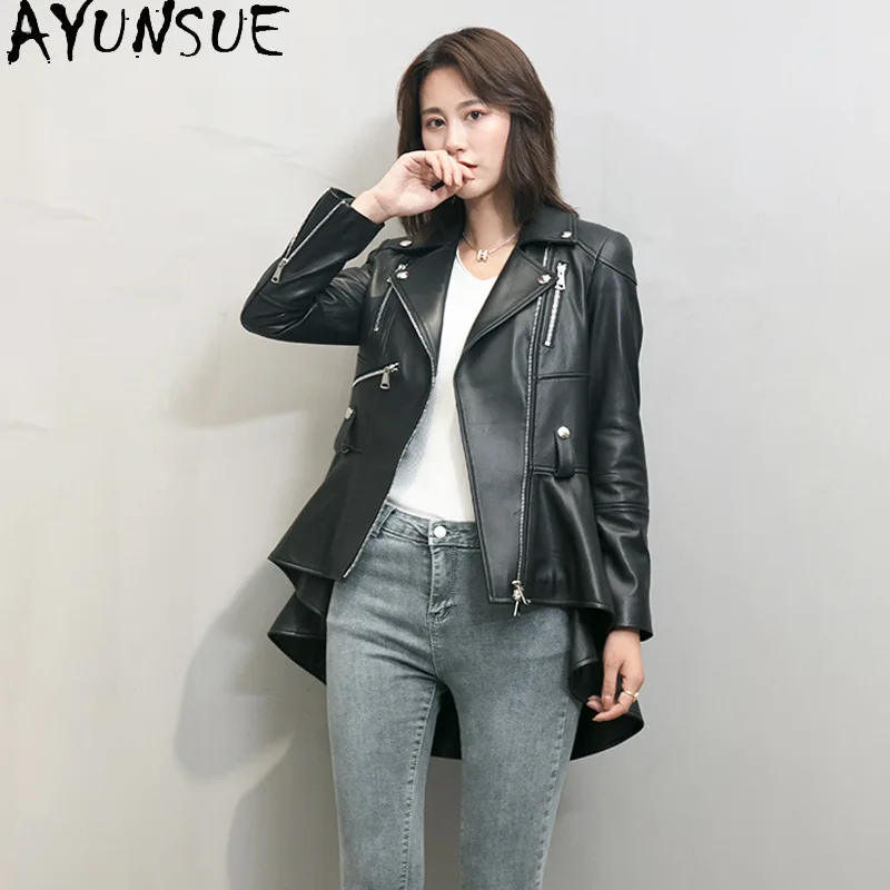 AYUNSUE Natural Sheepskin Genuine Leather Jacket Woman 2025 Streetwear Womens Jackets Slim Fit Autumn Clothes Косуха Женская