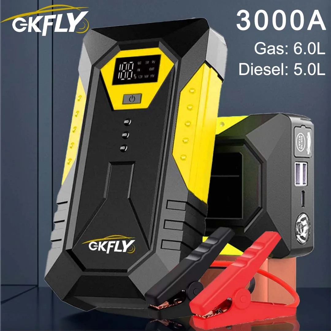 GKFLY Jump Starter Power Bank 3000A/4000A Portable Car Battery Starter For 12V Car Emergency Booster Starter Starting Device