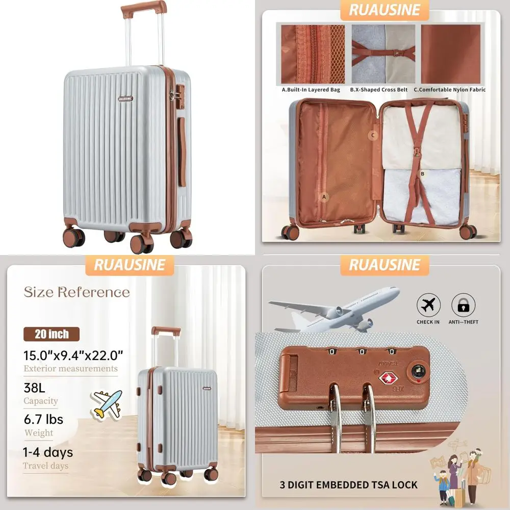 Lightweight Hardshell Spinner Carry-On Luggage, Airline Approved, Small Travel Suitcase with Durable Wheels for Efficient Mobili