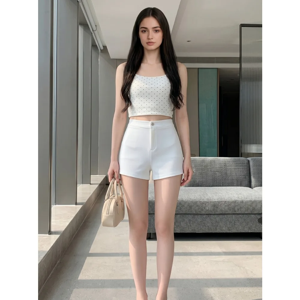 

Korean Fashion Solid Color Holiday High Waist Thin a Word Shorts Women's Summer Sexy Casual Versatile Hot Pants Street Wear