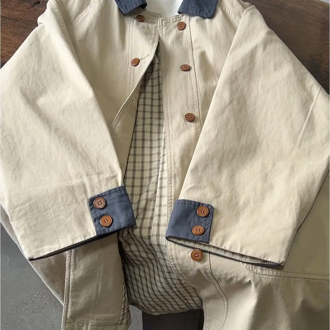 

Korean Casual Windbreaker Jacket For Women In Autumn 2025, New Style With A Stylish And Loose Collar, Mid To Long Length Jacket