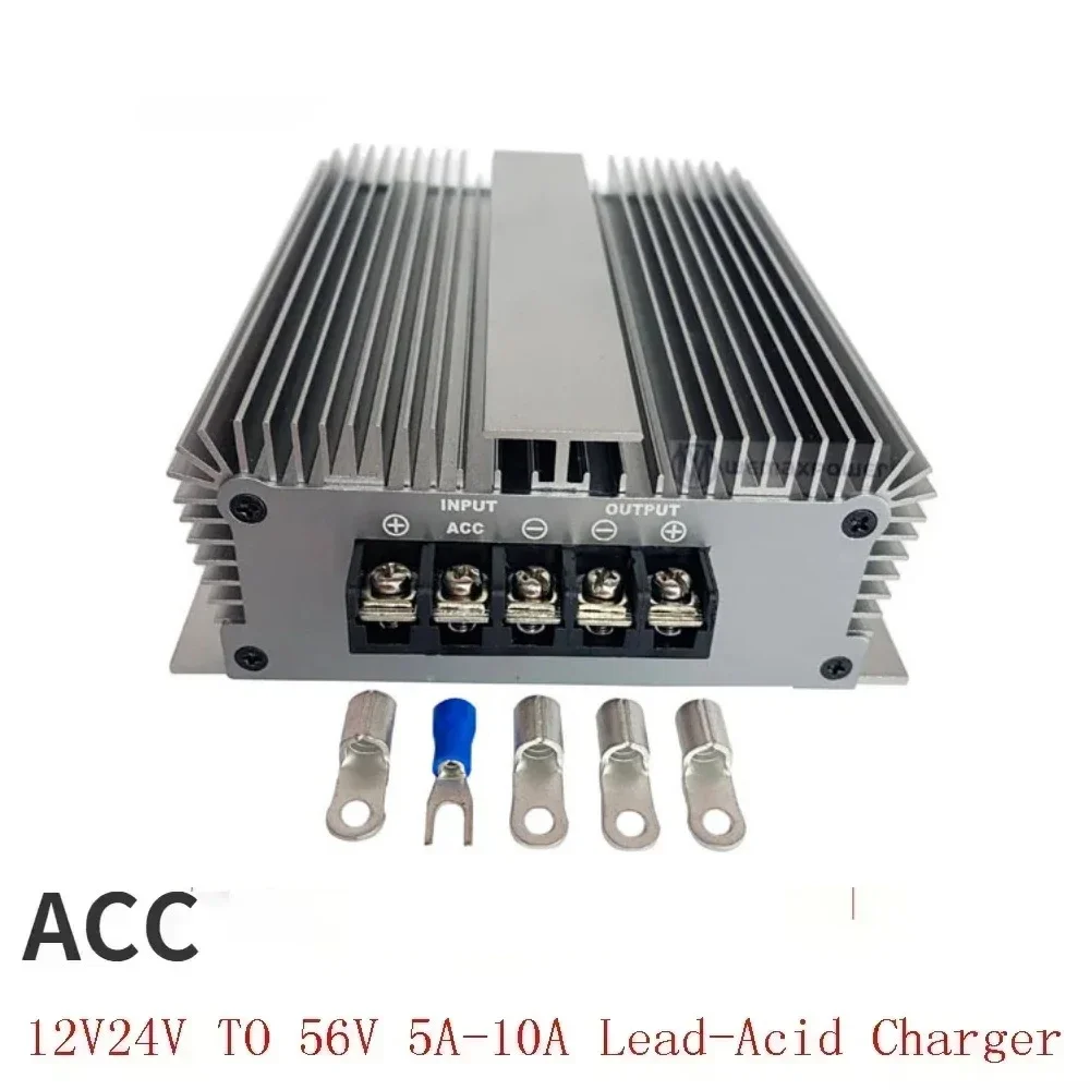 12V24V TO 56V 2A-10A Lead-Acid Charger Boost Converter DC Step Up Car Battery Charger for Automotive or Auxiliary Battery