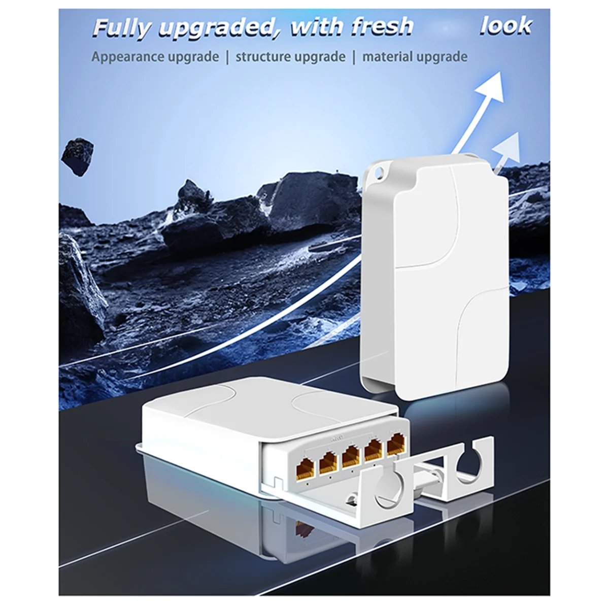 POE Repeater Baru 4-Port IP55 Outdoor Tahan Air POE Repeater 100Mbps 1 Sampai 4 Saklar Jaringan PoE Extender untuk Kamera IP 100M