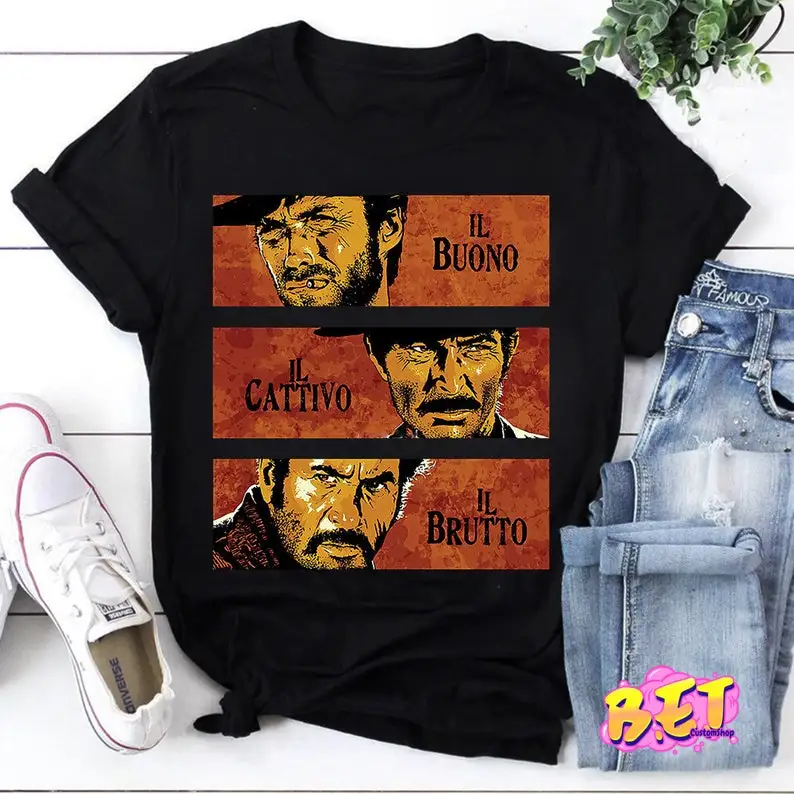 The Good The Bad And The Ugly Clint Eastwood Movie T-Shirt, Clint Eastwood Cowboy   Good Bag Ugly Shirt