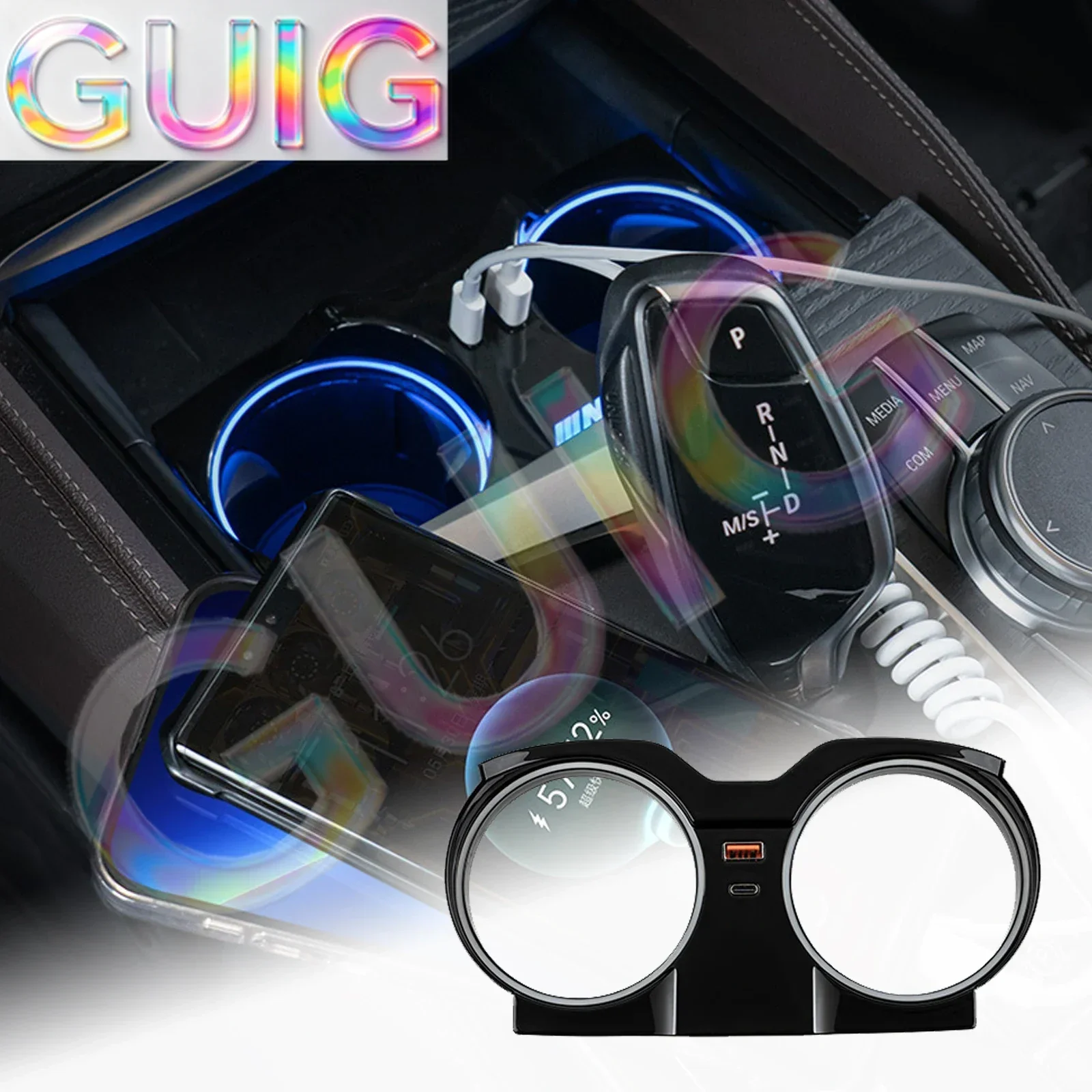 For BMW 3 4 5 6 Series GT G30 G20 X3 X4 G01 G02 Fast Charger USB Shunt Hub Type C Splitter With Cigarette To Adapter Charging