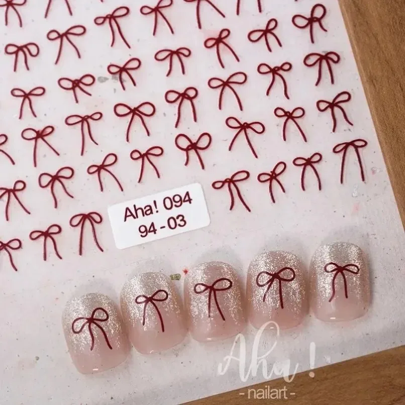 3D Small Bow Ribbon Bowknot Y2K Nail Sticker MIni Kawaii Japanese Adhesive Decals Nail Art Manicure Decorations DIY