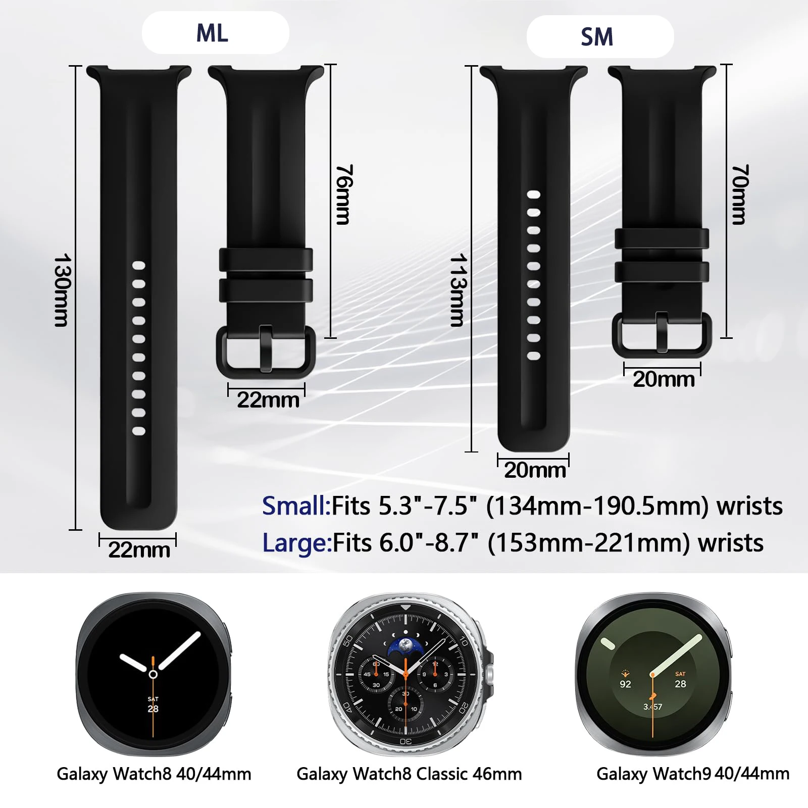 Original Silicone Band for Samsung Galaxy Watch 9 8 44mm 40mm Sports Correa Bracelet Galaxy Watch 8 Classic 46mm Strap Accessori