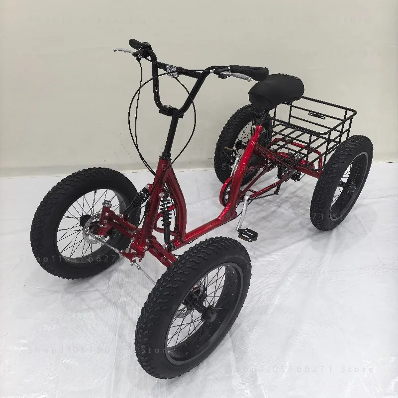 20inch cargo bike fat tire 4 wheel bicycle pedal four wheeler can be used as cargo for city travel with storage basket bicicleta