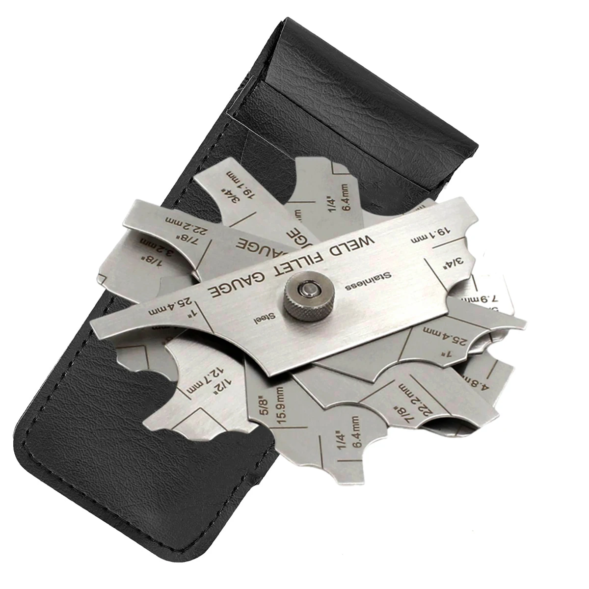 Stainless Steel MG-11 7 Piece Fillet Weld Gauge Inch&Metric Convex Type Welding Inspection Gauge