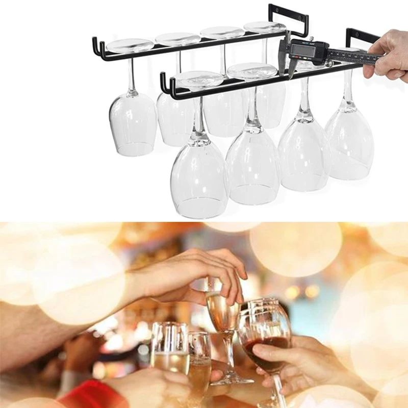 High quality useful 30cm Iron Wine Rack Glass Holder Hanging Bar Hanger Shelf