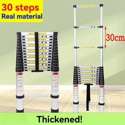 Przenośna teleskopowa drabina aluminiowa o długości 3,2 m, przedłużenie jednym przyciskiem, drabina ze stopu aluminium, składane, wielofunkcyjne narzędzie gospodarstwa domowego