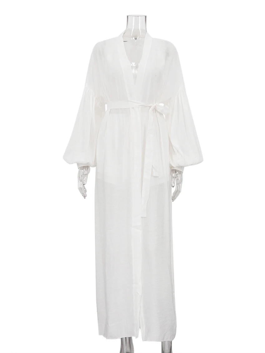 Marthaqiqi Casual Ladies Pajama Set Long Sleeve Nightie Sexy V-Neck Sleepwear Lace Up Nightwear Shorts Loose Home Clothes Female - Image 5