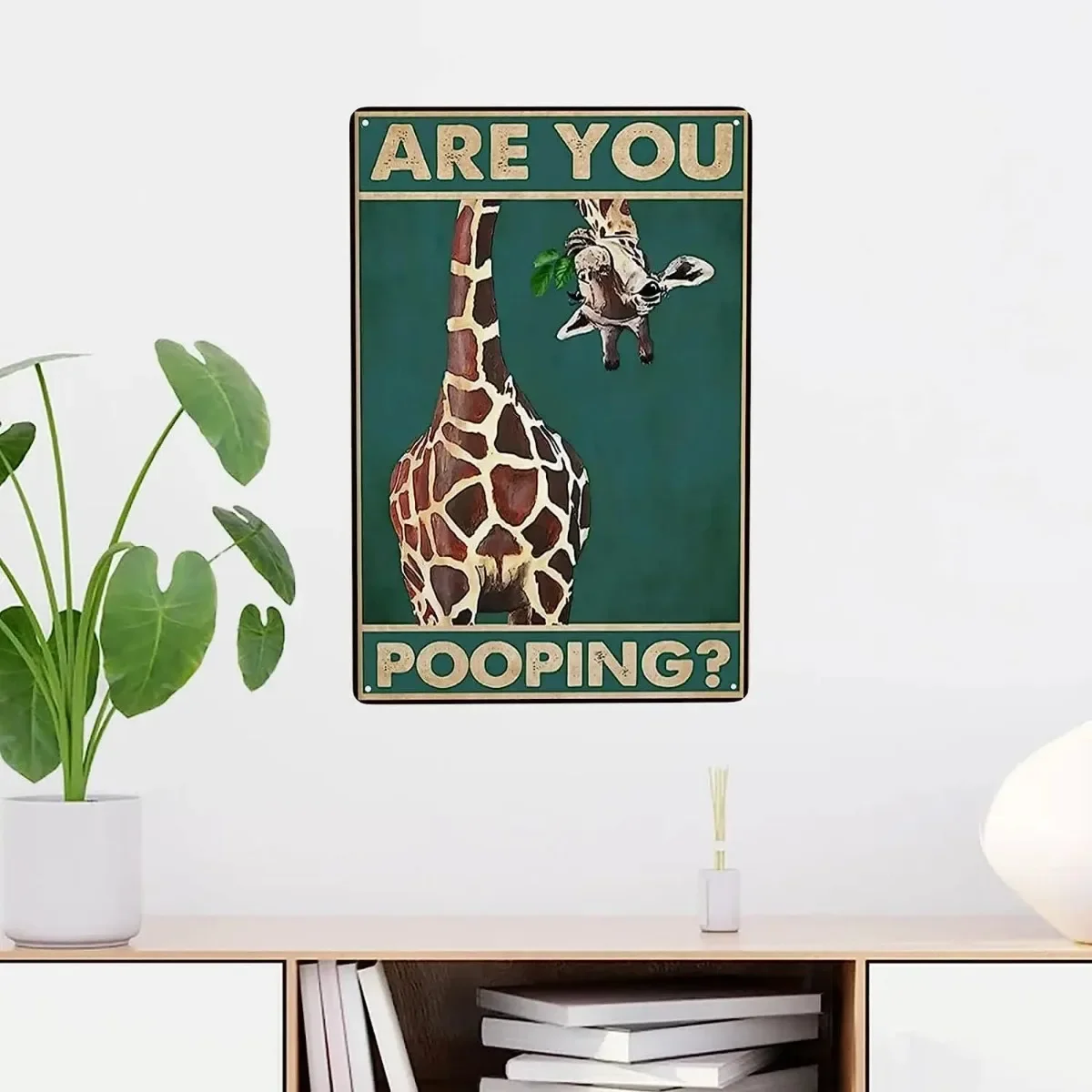 Funny Giraffe Are You Pooping Tin Sign Bathroom Wall Toilet Decor Giraffe Wall Art Giraffe Lover Gift Animal 16x12inch 40x30cm