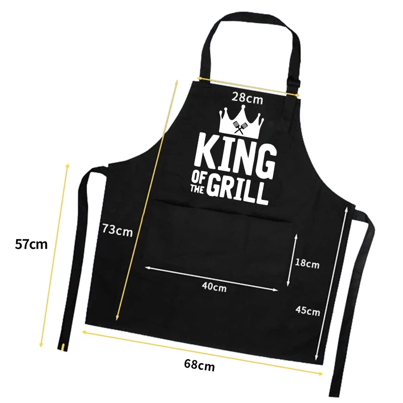 Funny BBQ Black Chef Aprons for Men Grill Master Adjustable Kitchen Cooking Aprons with Pocket Oil Proof Father’s Day Birthday