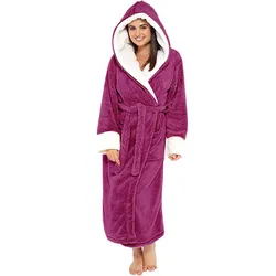 Ladies Underwerwomenwinter Plush Lengthened Shawl Bathrobe Home Clothes Long Sleeved Robe Coat Women'S Winter Warm Sleeping Robe