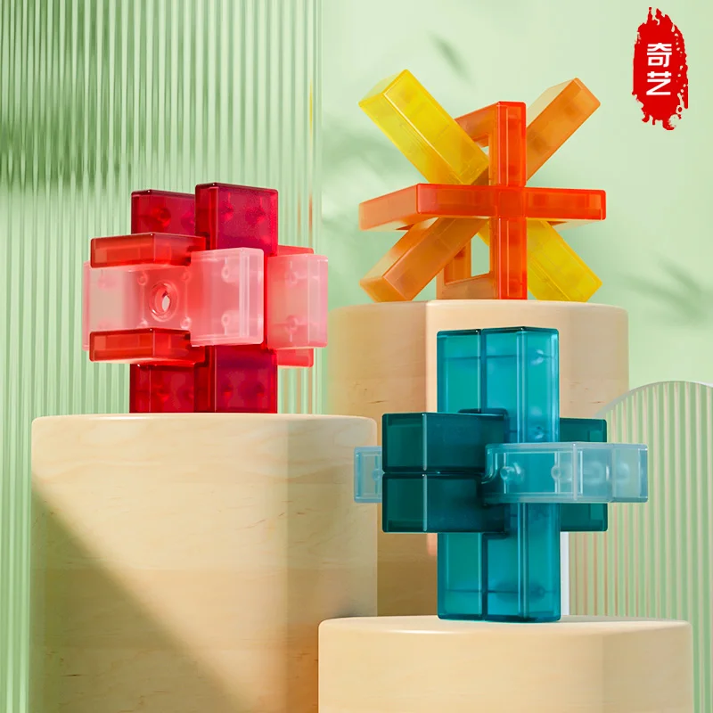 [CubeFun]QiYi GuoChao 유약 컬러 시리즈 Kongming 잠금 어셈블리 분리 어린이인지 개발 퍼즐 장난감 선물