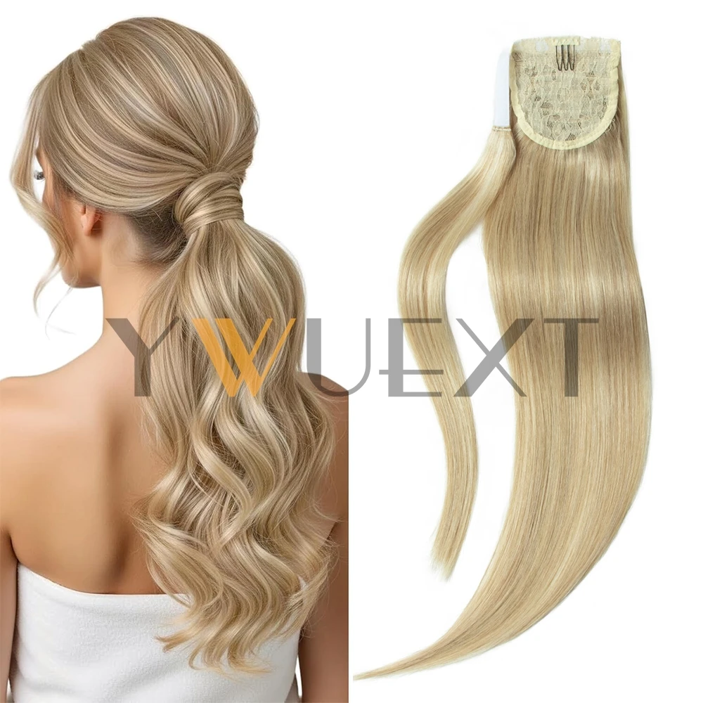 P18A/613# Human Hair Ponytail Extensions Straight 14