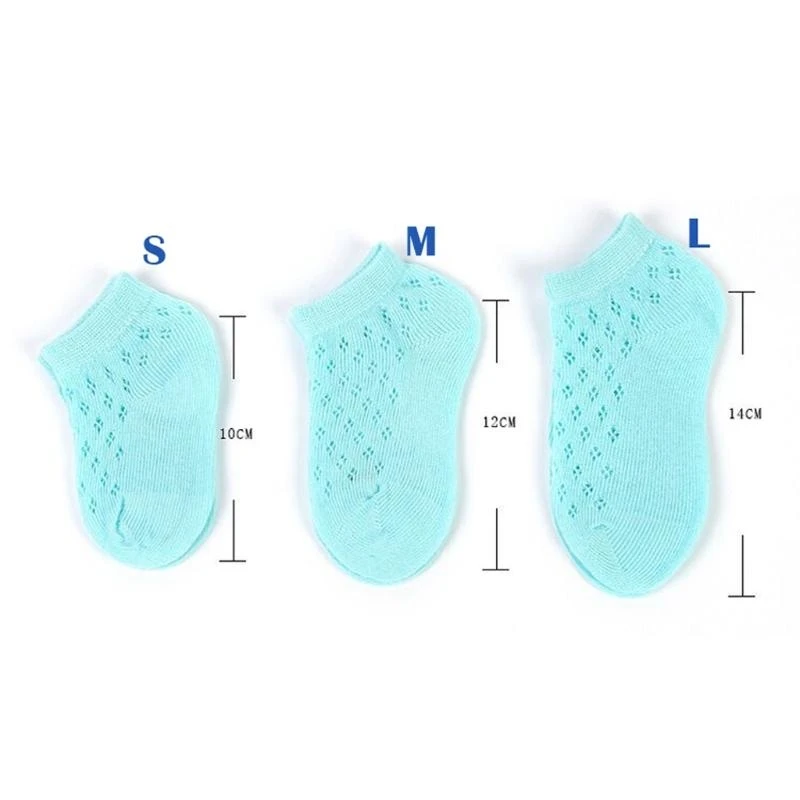 جوارب J15U صيفية للأطفال قصيرة للكاحل من القطن الشبكي الرقيق للجنسين بلون سادة مجوف للأطفال الصغار #5