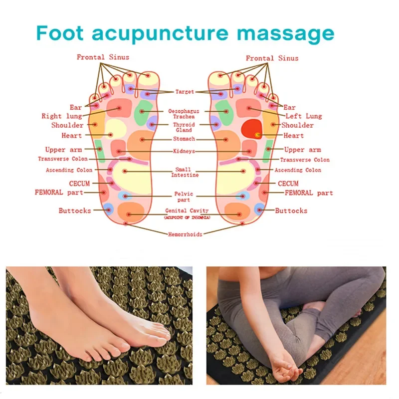 3Pcs/Set Eco Lotus Acupressure Yoga Cushion Neck Back Foot Massage Pillow Set Relieve Back Pain Stress Pain Foot Massager Mat