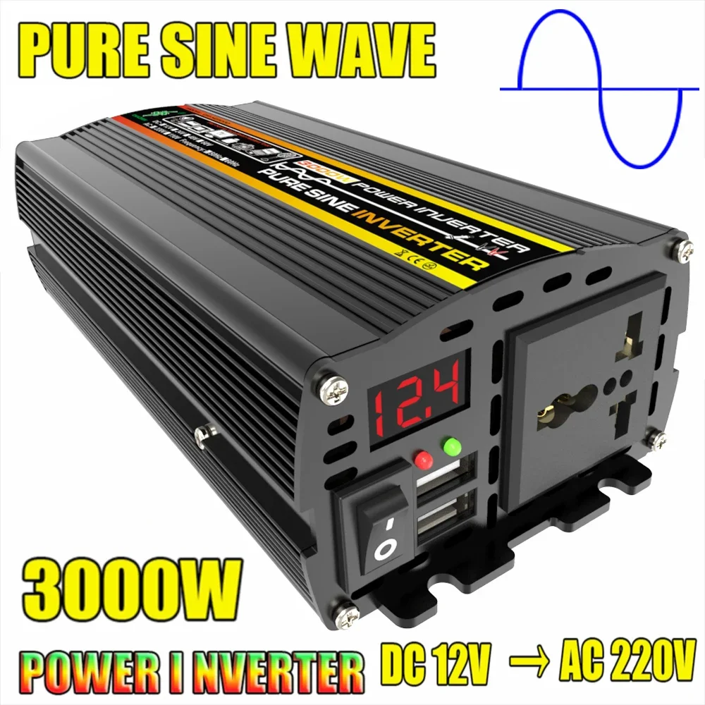 Pure Sine Wave Inverter,3000W Car Solar Inverter,DC 24V to 220V,Socket Transformer,Power Converter,Power Inverter