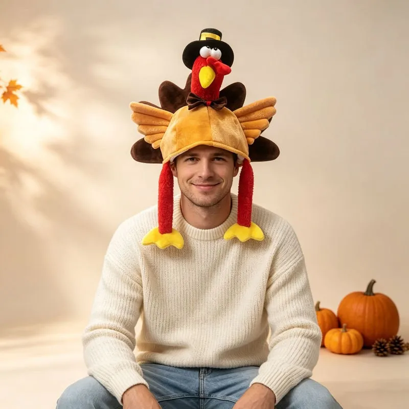 1 piece of men's Thanksgiving hat funny creative turkey hat cartoon cute European and American holiday dress up hat