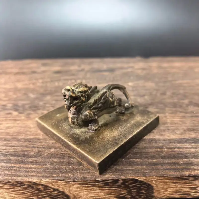 Miscellaneous Items: Antique-Style Bronze from the Han Dynasty An Yuanyi Era, Pixiu Mythical Creature Seal, Craft O