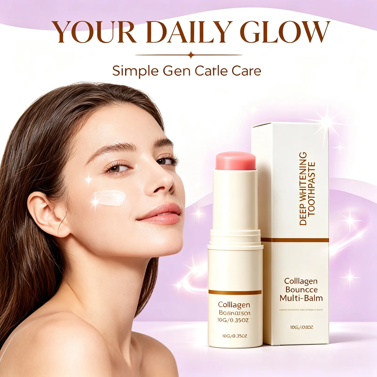 Multi Balm Stick Collagen Bounce Travel Friendly Hydrating Skin Care Makeup Primer Soft Smooth Non Sticky SkinCare Daily Use 10g