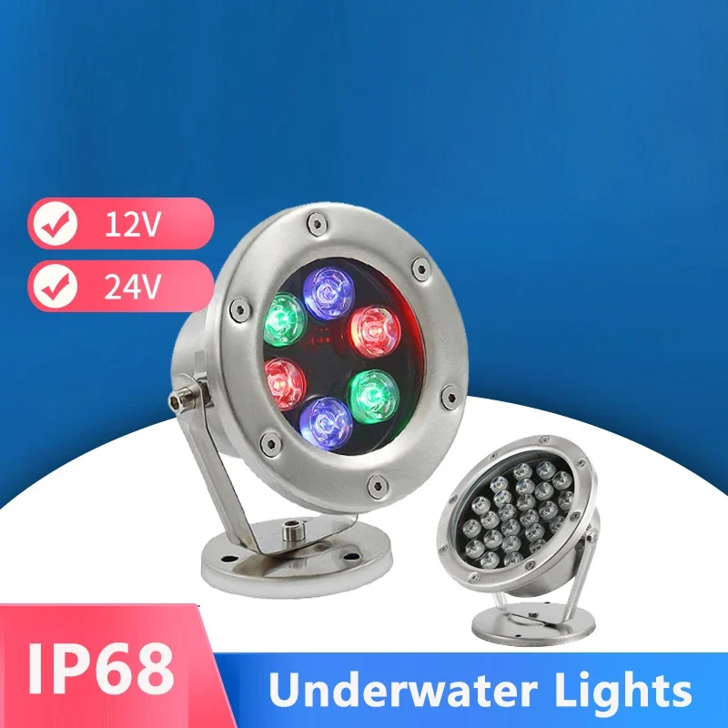 

IP68 Led Underwater Light 3W6W9W12W Stainless Steel Lamp Body DC12V24V Safety Voltage Garden Swimming Pool Landscape Light