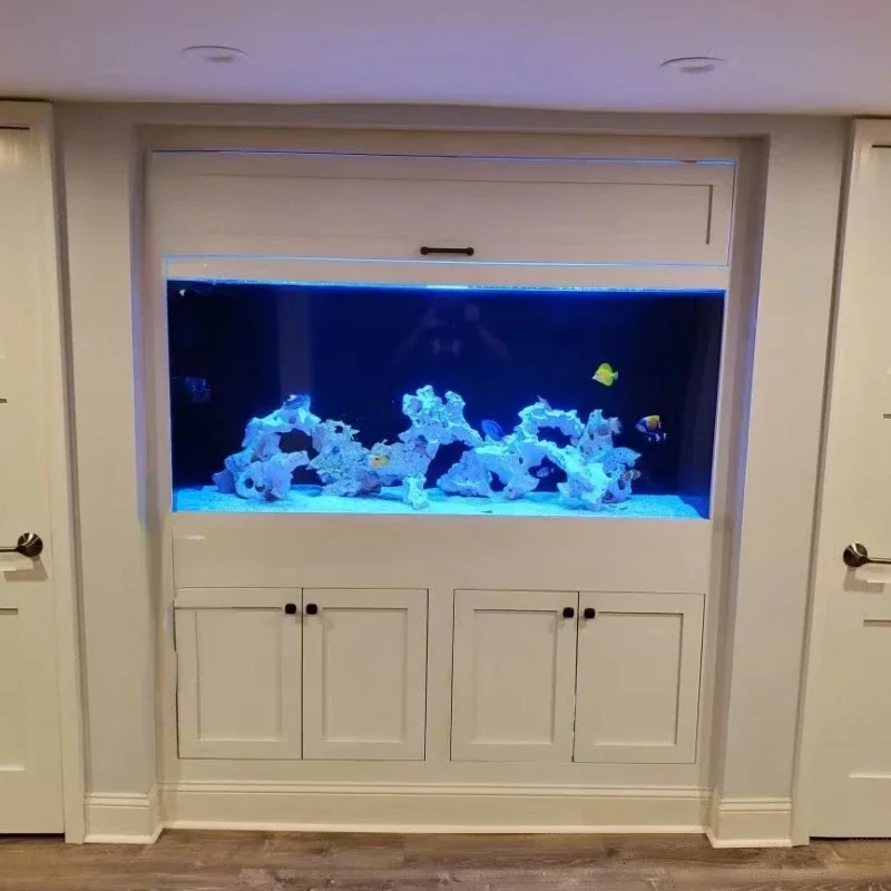 Wall Upper and Lower Cabinet Fish Tank Side Viewing Left and Right Wall Customized Living Room Fish Tank Hallway Screen