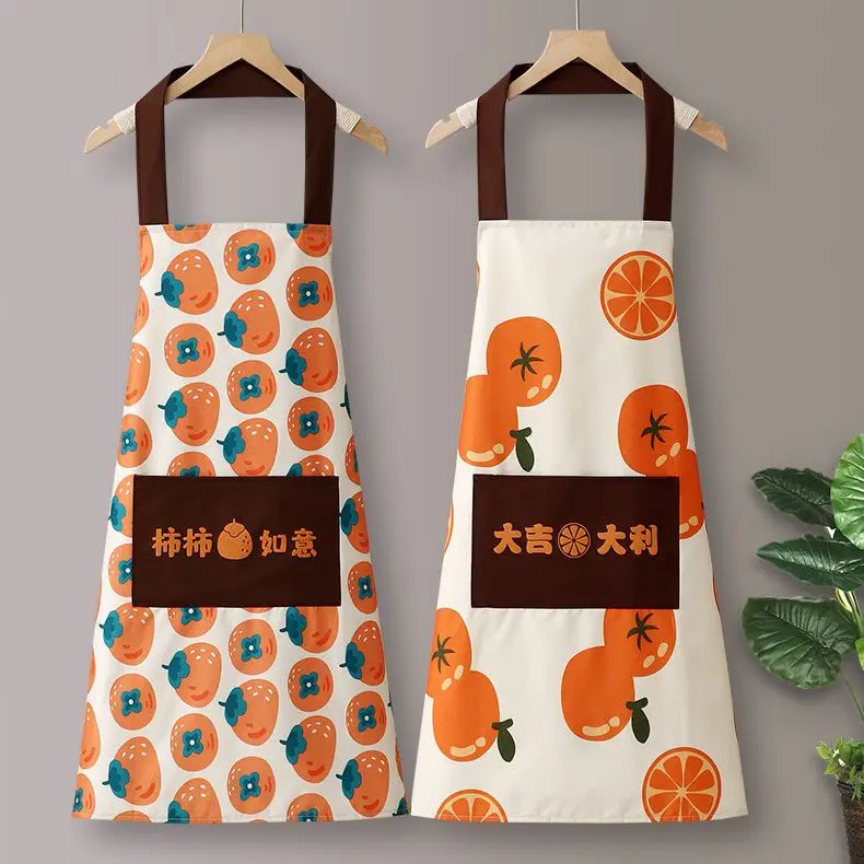 Waterproof Kitchen Aprons for Woman Chef Work Apron for Restaurant Bar Shop Cafes Uniform Cute Fruit Pattern Cloth