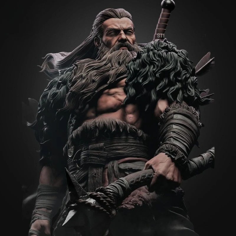 Northern Realm Soldier Warrior Resin Model 3D Printed Blank Figurine DIY Coloring Self-assembly Sculpture Decoration Craft Gift