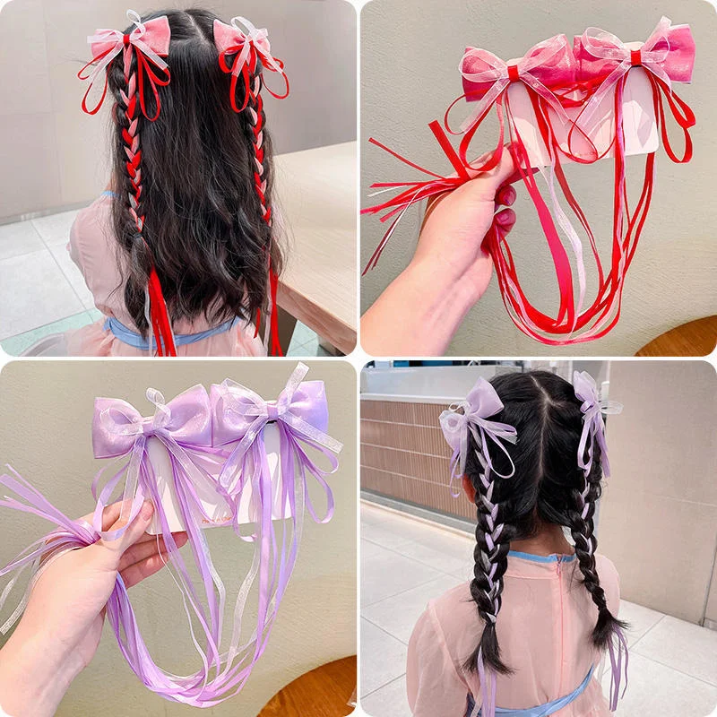 New Chinese Style Bow Tassel Streamer Hairpins Children Sweet Girls Hair Clips Cute Women Barrettes Hairgrips Hair Accessories