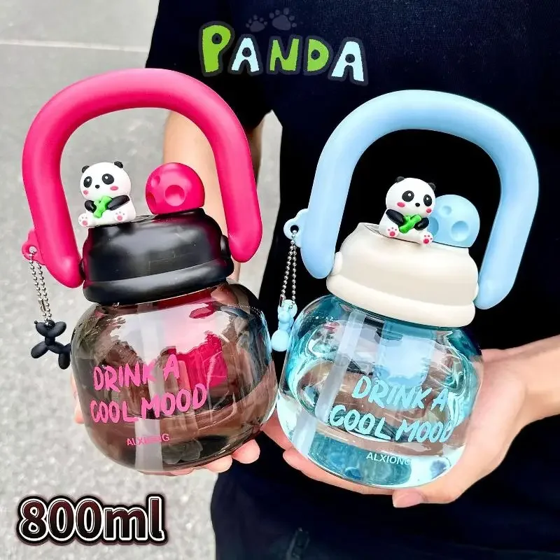 1Pcs 800ml Carrying Kettle Large Capacity  High Aesthetic Value Straw Water Cup Tea And Water Separation Large Belly Cup