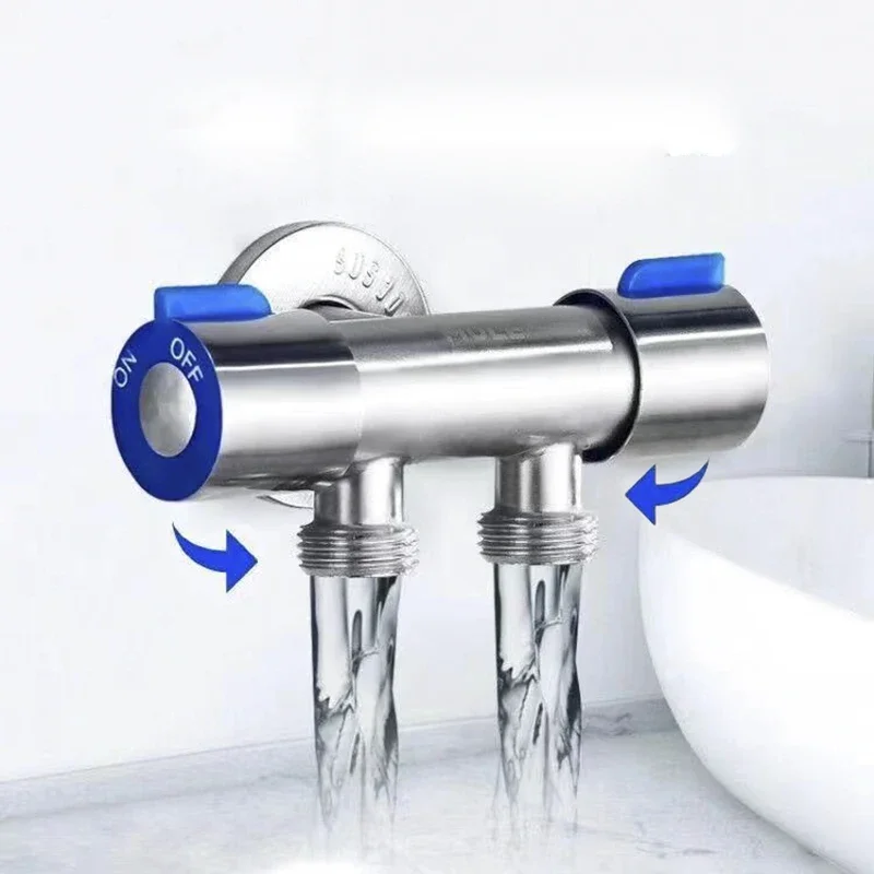 SUS304 stainless steel dual control 1 in 2 out bathroom toilet angle valve washing machine dual water bidet angle valve faucet