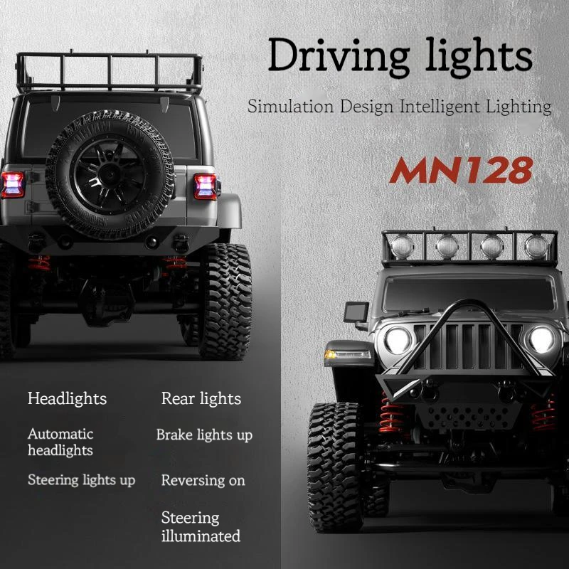 MN128 1:12 Remote Control Car 2.4g 4wd Full Scale Mnrc Rtr Led Light Rock Crawler Climbing RC Truck Adult Kids Christmas Gift