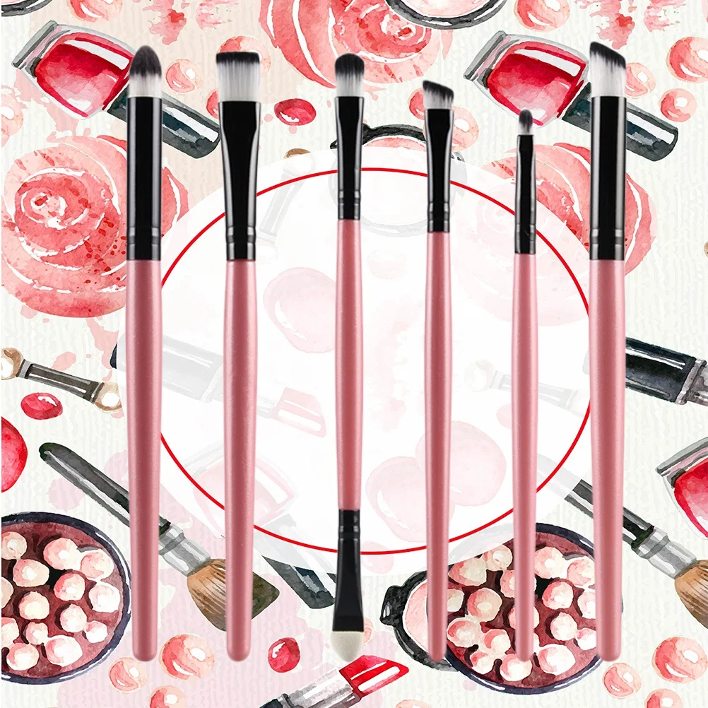 6-delige oogschaduwborstelset Plastic handvat Nylon borstelharen voor dagelijks professioneel make-uphulpmiddelen Dames cosmeticaborstel