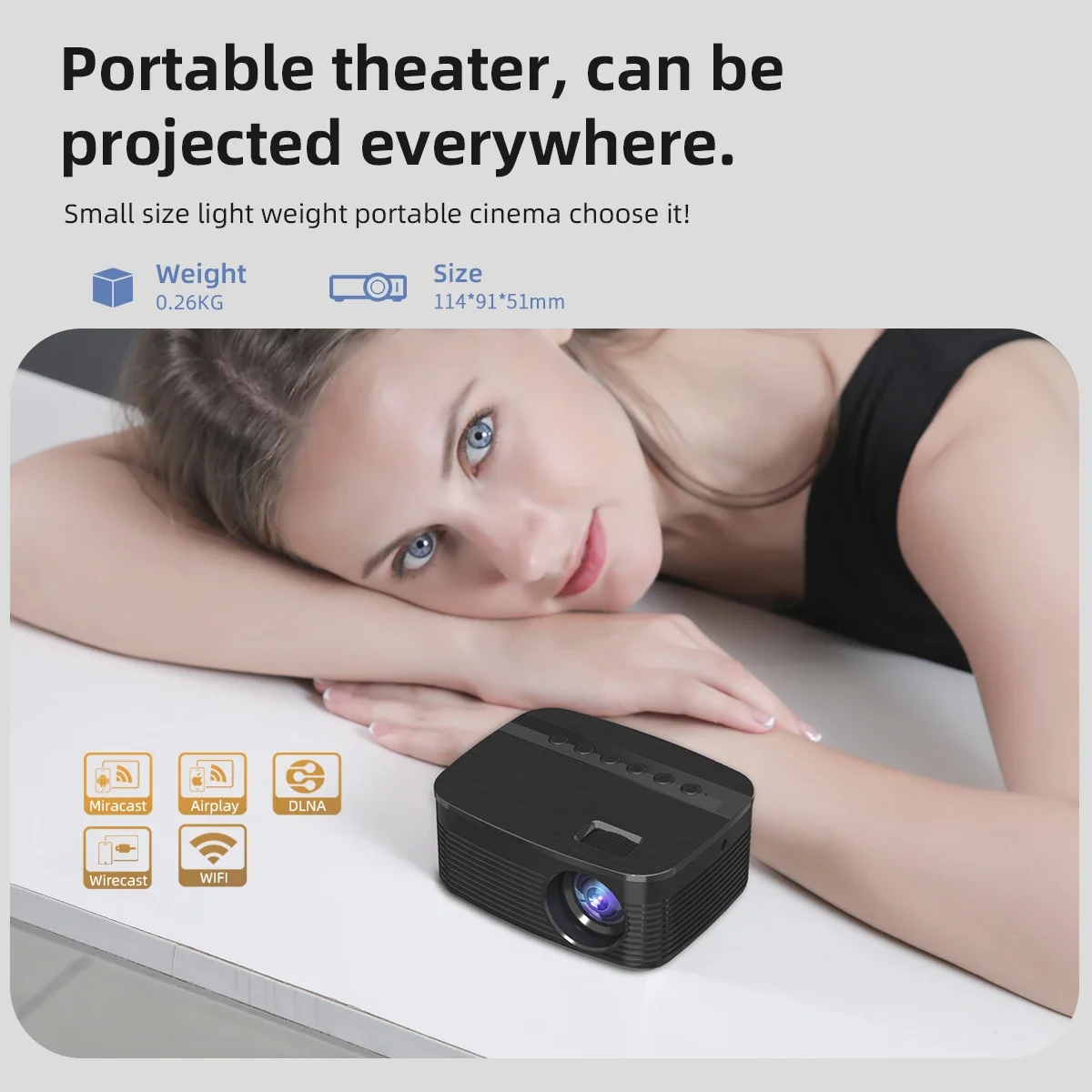 

New Mini Portable Projector T11 Home Theater Smart TV LED Video Projector Support 4k 1080P Movie Same Screen Version Projector