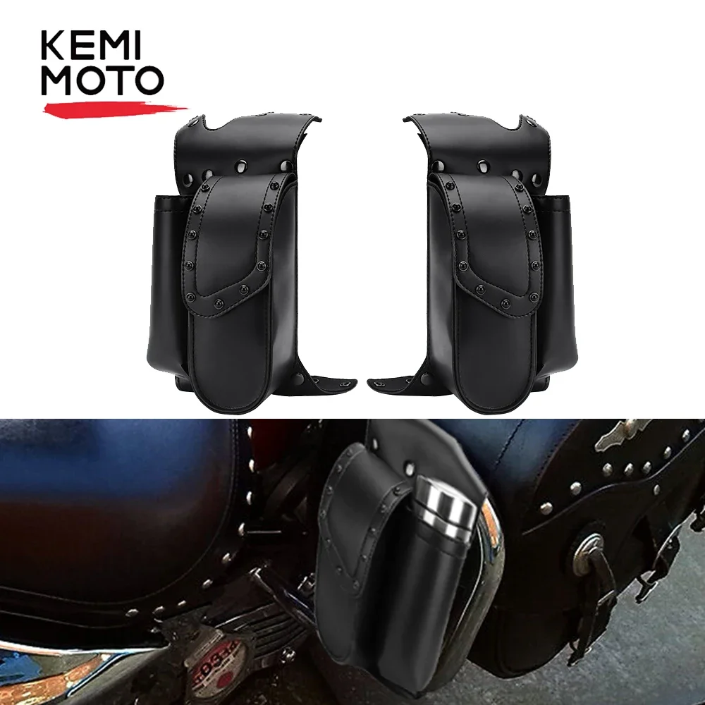 

For Road King For Electra Glide Motorcycle Saddlebag Guard Crash Bar Bags with Water Bottle Holder Waterproof Toolkit PU Leather