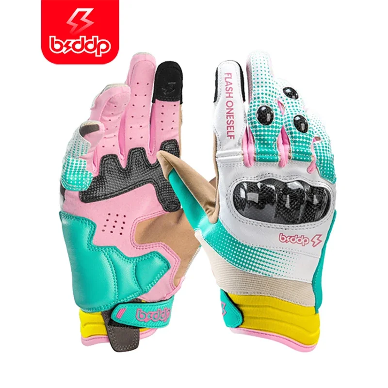 Man Motorcycle Gloves Equipment Leather for Men Women Carbon Fiber Protection Motorcyclist Motocross Street Moto Riding Items