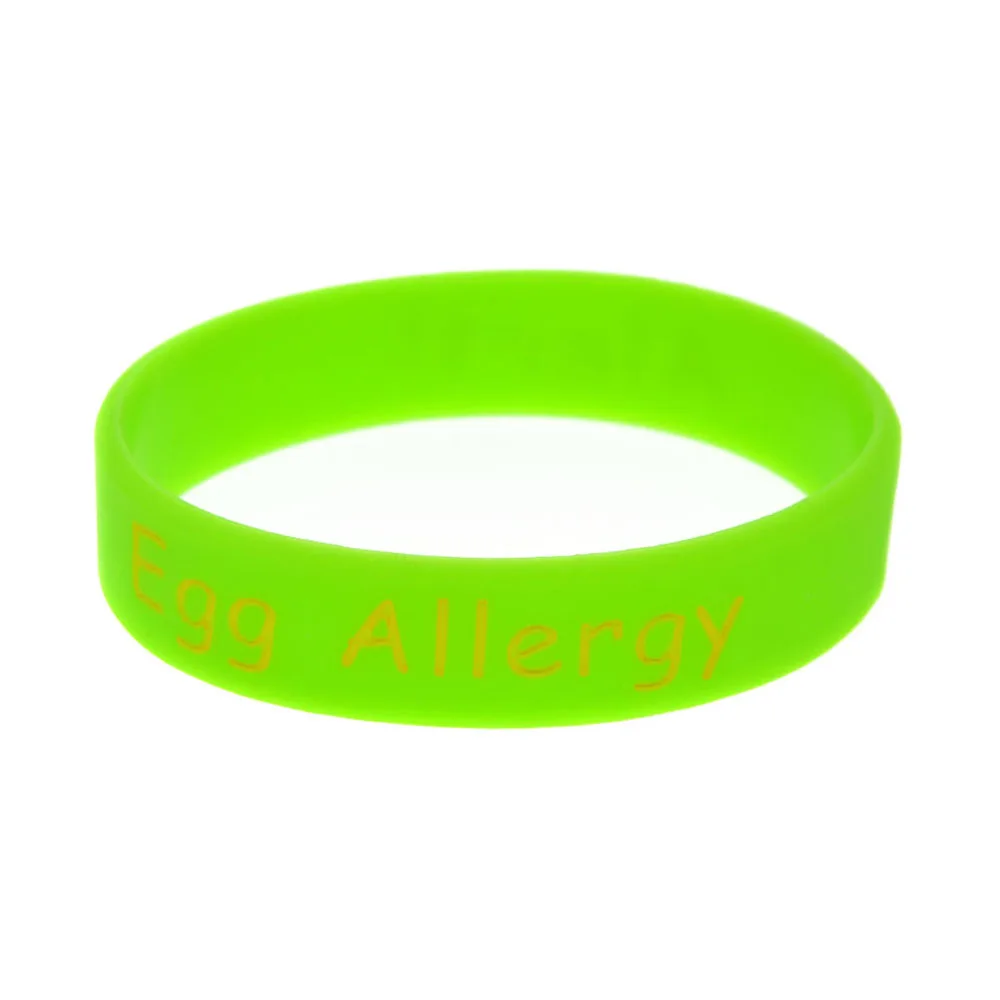 50 Pcs Small Size Alert Egg Allergy Silicone Bracelet Medical Wristband for Daily Allergy Protection