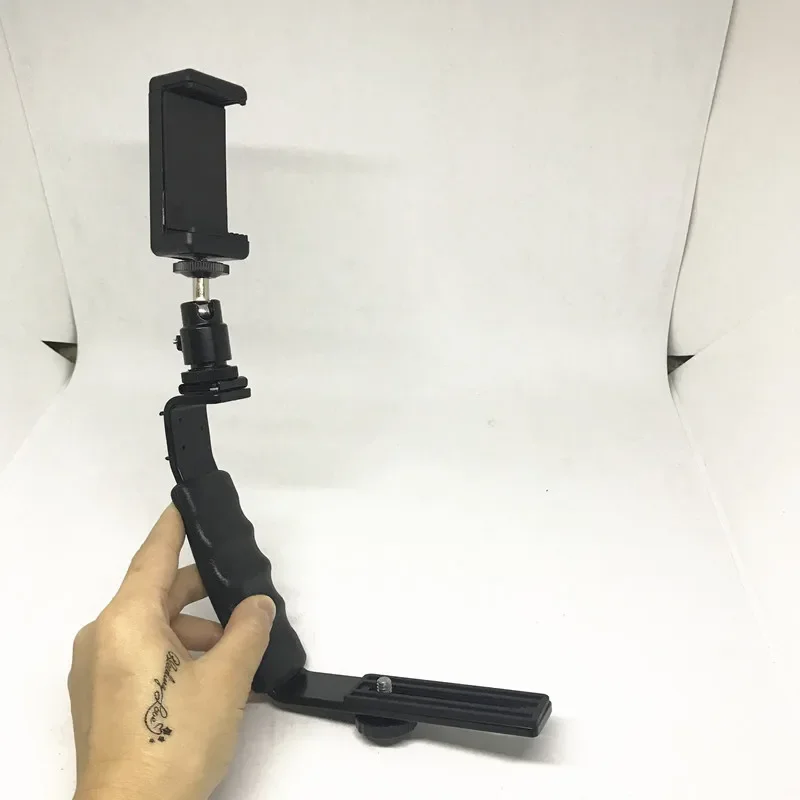 حامل ميكروفون عالمي بمقبض كاميرا على شكل حرف L مع حاملين للأحذية الساخنة لـ Zhiyun Smooth Q/3/DJI Osmo/Rode Videomicro