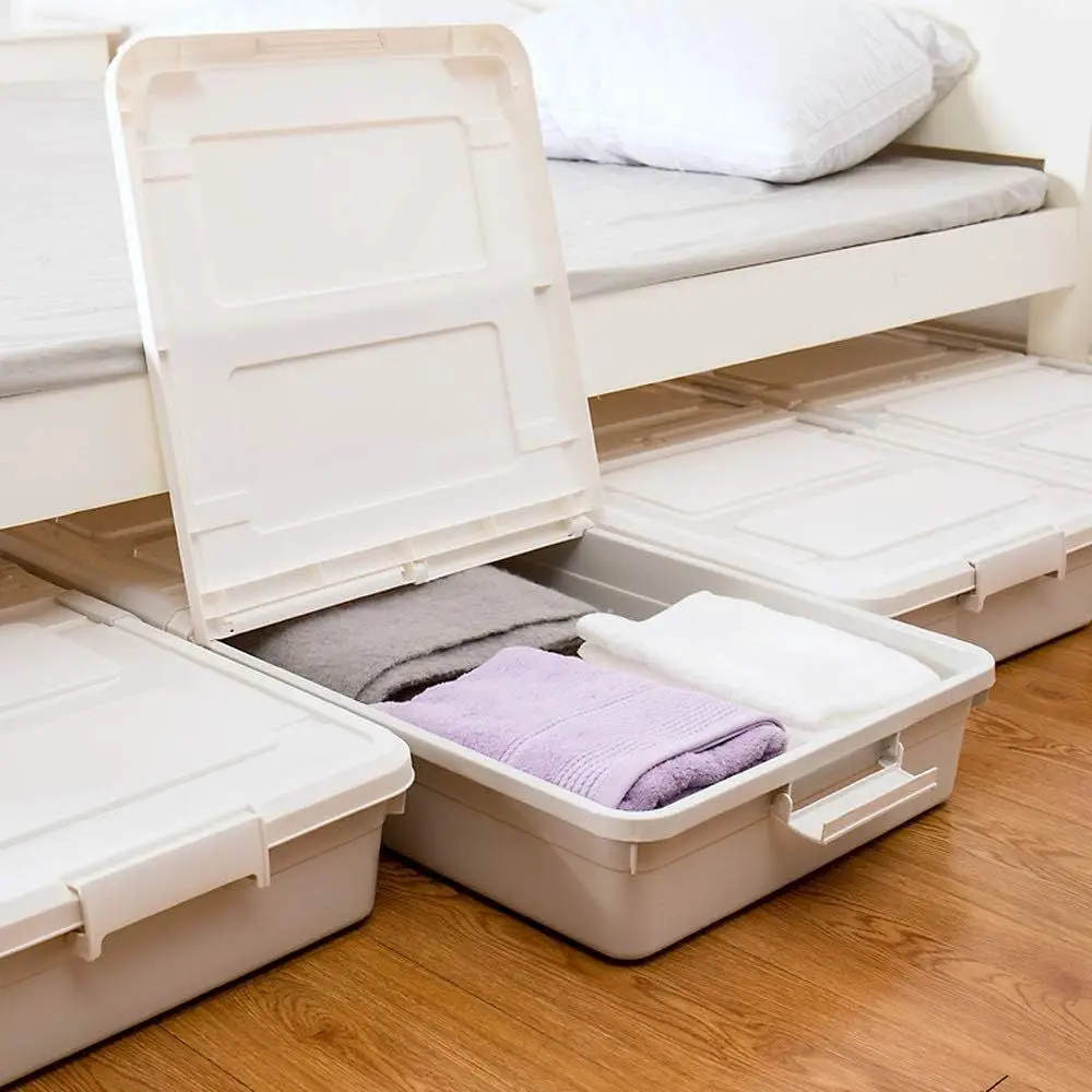 

Large 3-Pack Rolling Underbed Storage Bins with Wheels, Dual-Sided Lids, 37x19x7.3