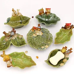 Creative Ceramic Soap Box For Bathroom Home Use Draining European Style Bathroom Soap Dishes Foyer Key Storage Ornament ZE660