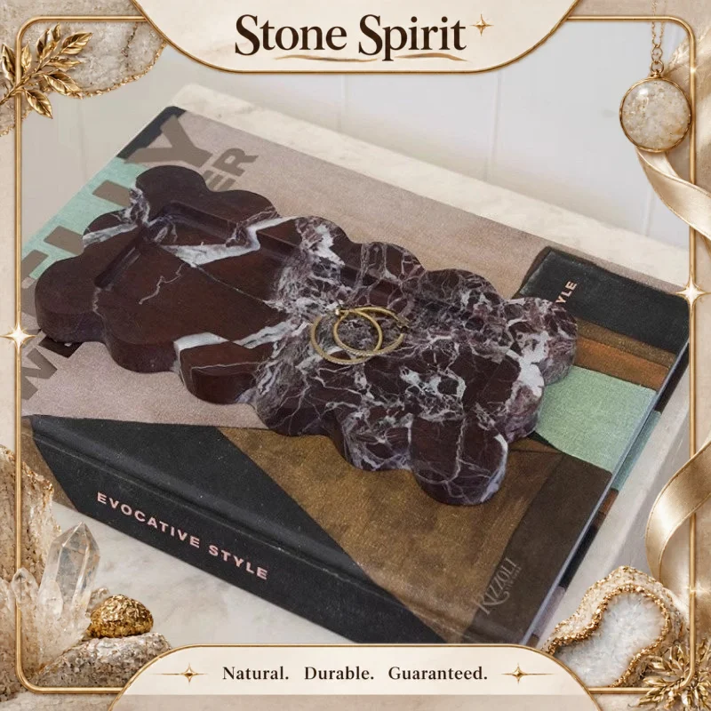 【Natural】Korean INS Style French Luxury Marble Tray, Bathroom Vanity Decor, Jewelry & Aromatherapy Storage Tray