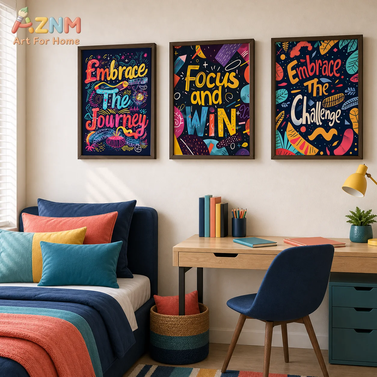 AZNM Colorful Motivational Quote Canvas Print Inspirational Graffiti Lettering Dark Background Wall Poster Unframed Teen Study R