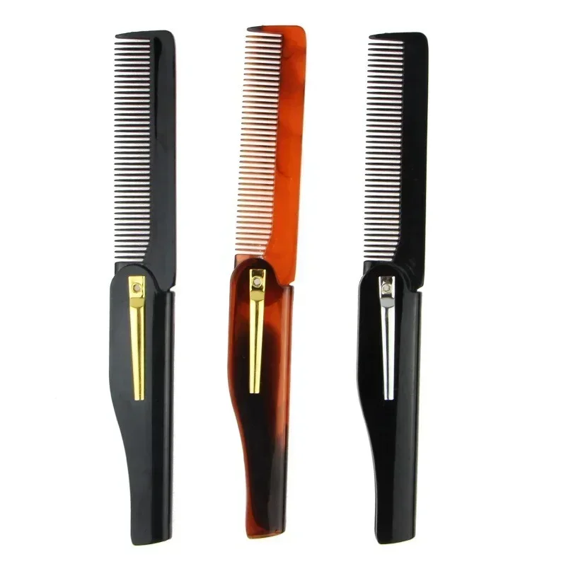 Hot Foldable comb Folding Pocket Clip Hair Moustache Beard Comb Fashion Men Women Handmade massage hair brush Folding knife comb