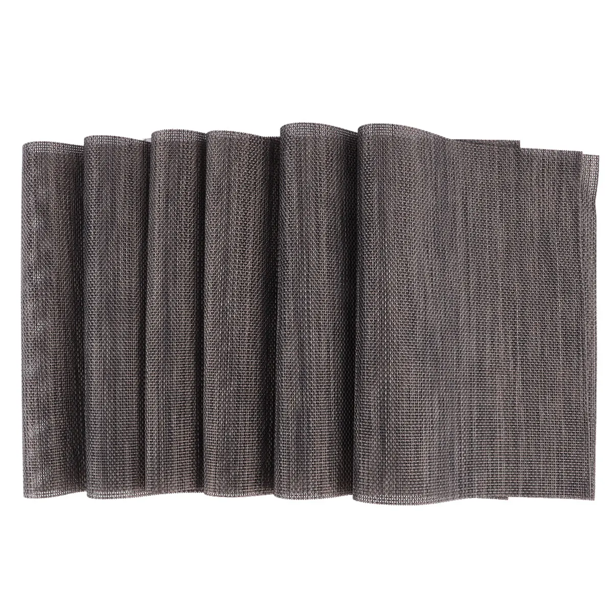 

6pcs Pvc Heat Insulated Table Mats Skid Resistant Tableware Mats For Home Hotel Restaurant 30X45Cm Brown Rectangle Decorative