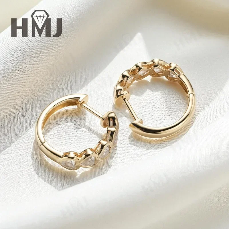 Ohrringe mit Laborgezüchteten Diamanten und Edelsteinen, Fünf-Herzen-Design, 10K 14K 18K Gold 925 Silber, Jubiläums- und Geburtstagsgeschenk, Hypoallergene Charms – Detail 6